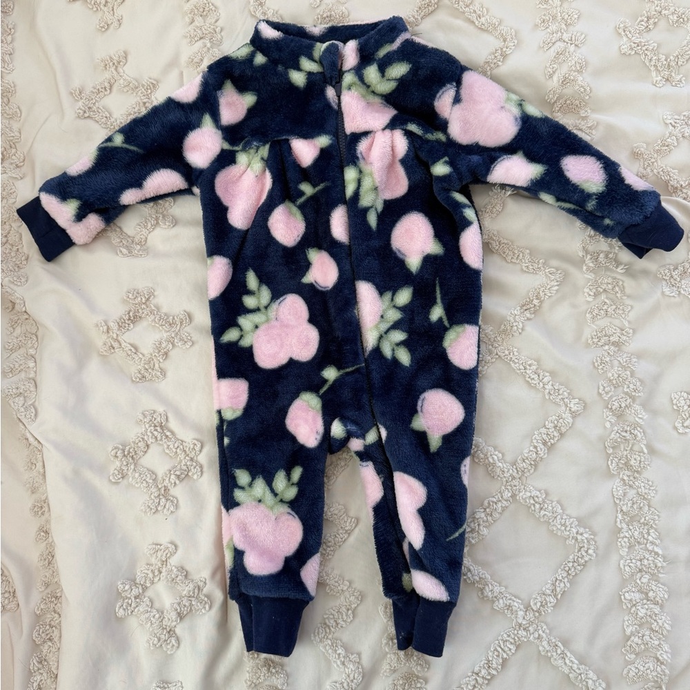 Pink and Blue Floral Footie One Piece